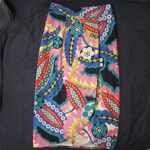 Bold Floral Midi Skirt in Pink & Blue